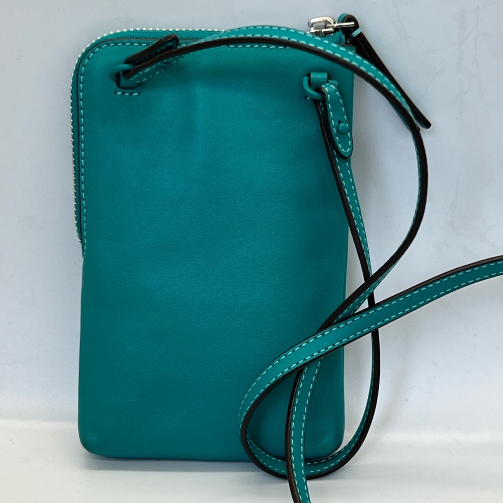 Tory Burch Teal Leather Crossbody Phone Bag - Picture 3 of 7